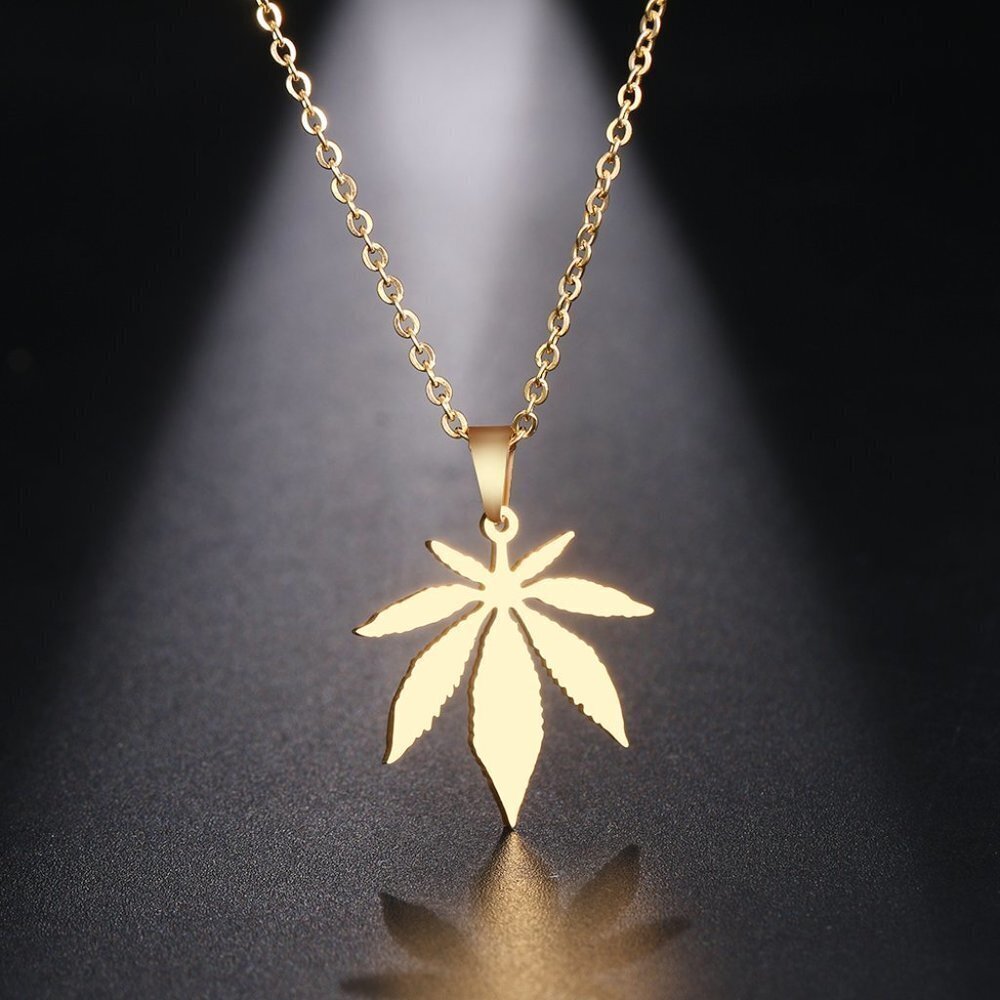 Refine Maple Leaves Delicate Dainty 14K Gold Plated Necklace, EVGG1079